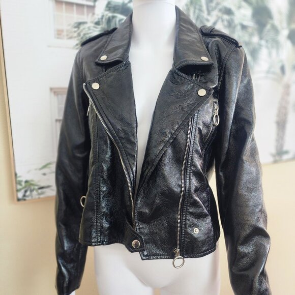 BLANK NYC Women's Patent Leather PUNK BIKER Jacket - Size Small - Picture 1 of 13